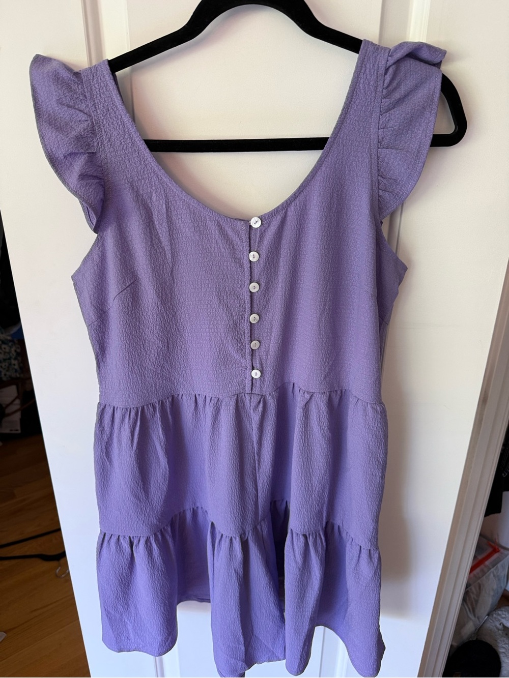 Lilac Ruffle Sleeve Romper